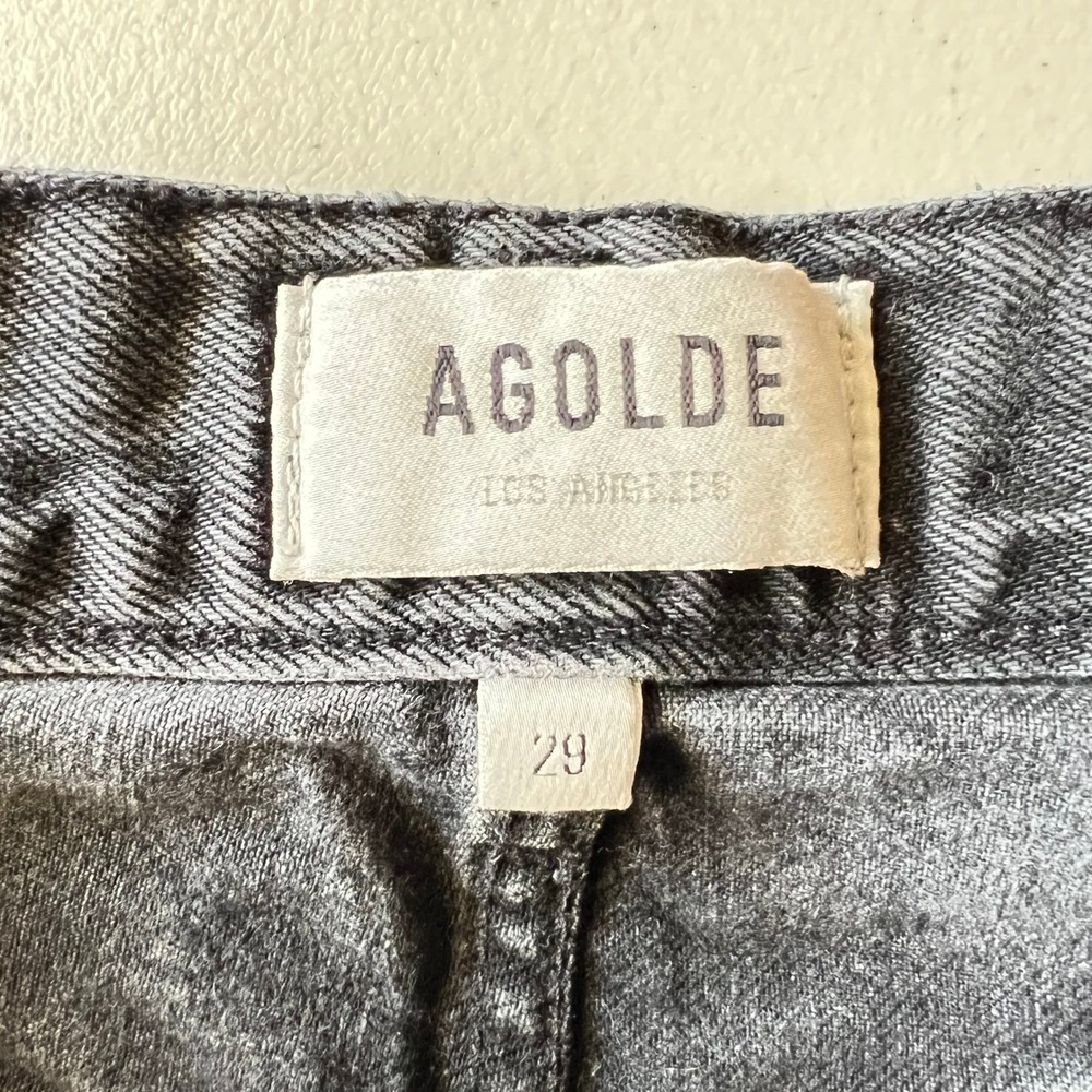 AGOLDE Riley High Rise Wide Crop Jeans Black Wash Denim Womens 29 - Picture 4 of 11